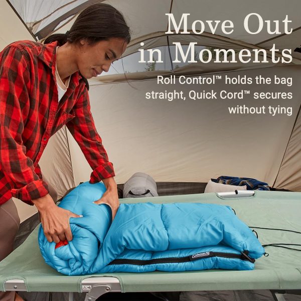Coleman Flatlands 40°F Sleeping Bag, Made from 100% Recycled Material, Cool Weather Adult Sleep Sack - Image 4