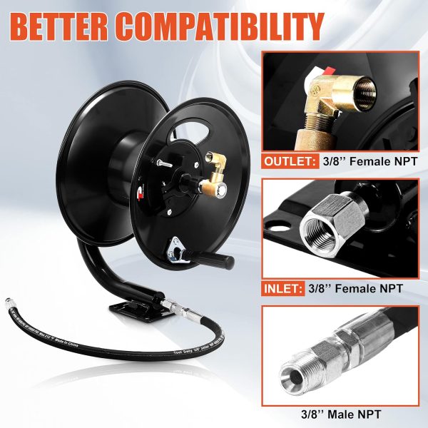 Tool Daily Pressure Washer Hose Reel, 100 FT Heavy Duty Steel Hose Reel for Power Washer - Image 2
