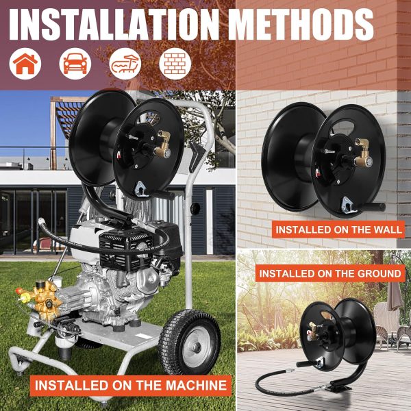 Tool Daily Pressure Washer Hose Reel, 100 FT Heavy Duty Steel Hose Reel for Power Washer - Image 5