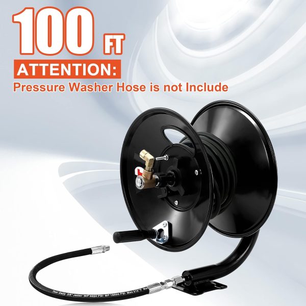 Tool Daily Pressure Washer Hose Reel, 100 FT Heavy Duty Steel Hose Reel for Power Washer - Image 7