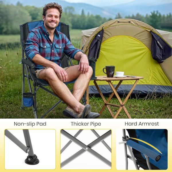 XGEAR Camping Chair with Padded Hard Armrest, Sturdy Folding Camp Chair with Cup Holder, Storage Pockets Carry Bag Included, Support to 400 lbs - Image 7